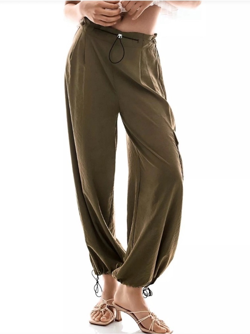 Anthropologie Olive Utility Drawstring Jogger Pants